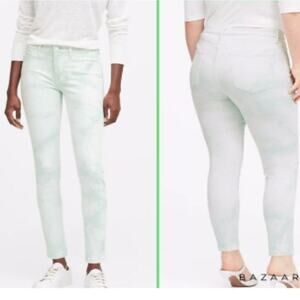 Banana Republic Green White mid rise Tie Dye Skinny‎ Jeans 29 LOng NWT